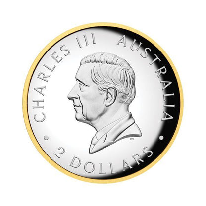 2025 Australian Kookaburra 2oz Silver Proof High Relief Gilded Coin