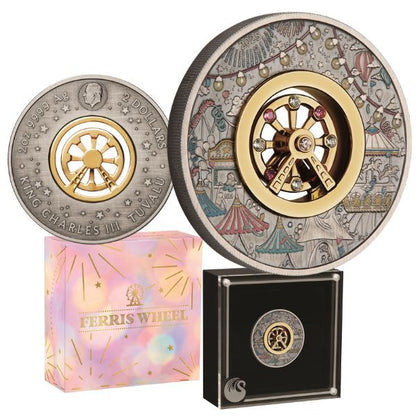2025 $2 Ferris Wheel Coloured Antiqued 2oz Silver Coin