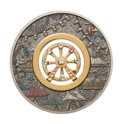 2025 $2 Ferris Wheel Coloured Antiqued 2oz Silver Coin