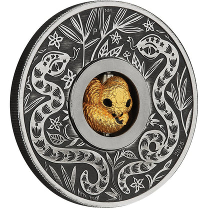 2025 Year Of The Snake Rotating Charm 1oz Silver Antiqued Coin