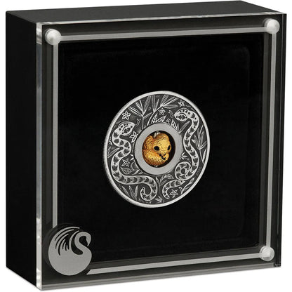 2025 Year Of The Snake Rotating Charm 1oz Silver Antiqued Coin