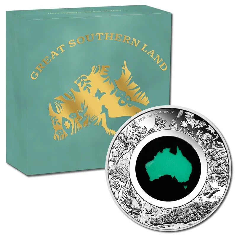 2024 $1 Great Southern Land 1 Oz Silver Proof Chrysoprase Coin